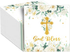 100Pcs God Bless Flower Napkins Baptism Paper Napkins White Floral Disposable Napkin First Holy Communion Party Decors for Mi Bautizo Christening Ceremony Newborn Religious Party Supplies