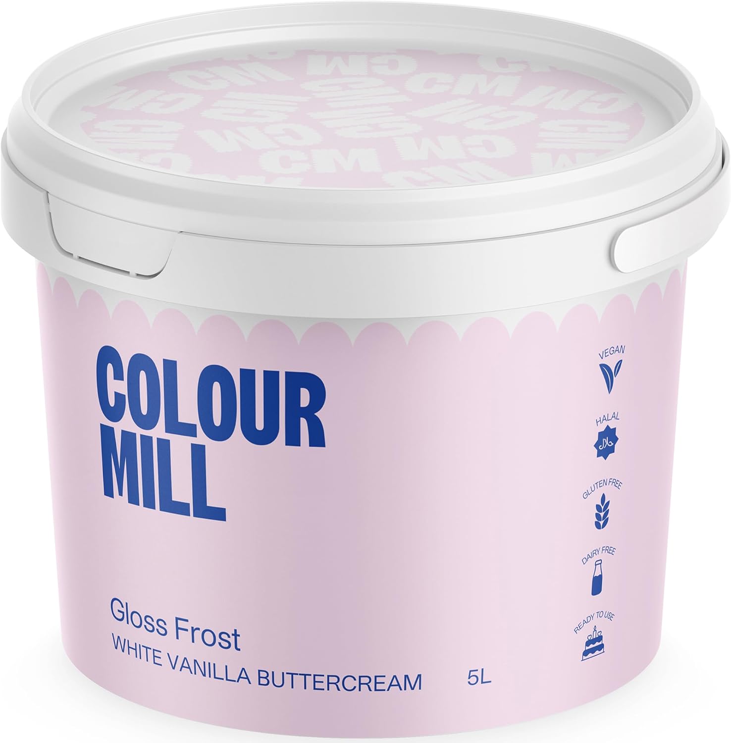 Colour Mill Swiss-Meringue Style Buttercream Frosting – High Gloss Vegan Icing for Cakes & Cupcakes – Designed for Oil-Based Coloring & Smooth Finishes - 5 Liter (11 LBS) White
