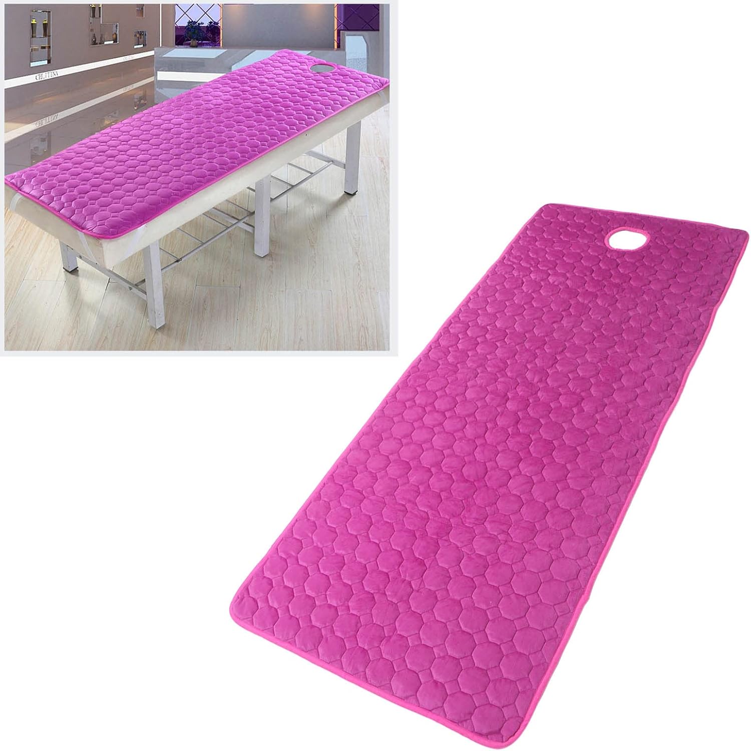 Topyond Massage Table Topper, Soft & Comfortable Lash Bed Pad with Hole, Thickened Non-Slip Spa Mattress Cover for Esthetician Bed & Beauty Salon(31.5 in x 74.8 in)