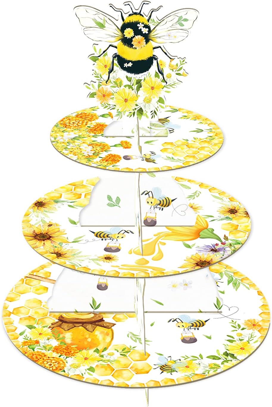 CC HOME Bee Party Supplies Cupcake Stand 3 Tier Bee Party Cake Stand for Kids Birthday Party Decorations Bee Theme Party Baby Shower Birthday Party Supplies