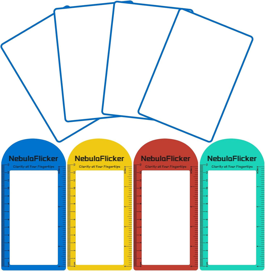 4 Pcs Magnifying Sheet 3X Page Magnifier for Reading Lightweight PVC Fresnel Lens with 4 Pcs Magnifying Bookmark Ruler for Low Vision & Seniors