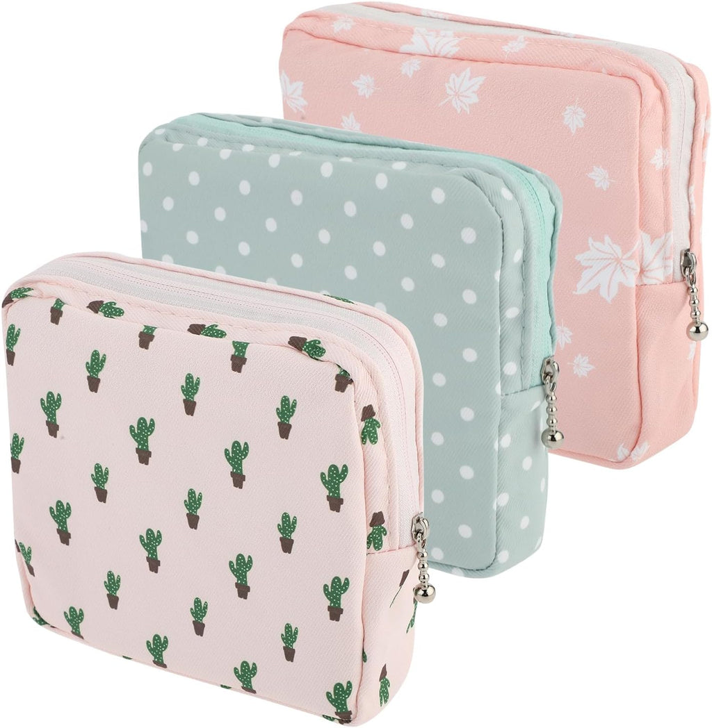 Abeillo Sanitary Napkin Storage Bags 3Pcs Menstrual Cup Pouches Nursing Pad Holder Tampon Bags Portable Period Bag Feminine Pouch for Girls