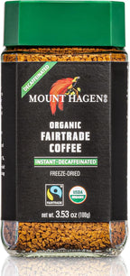 Mount Hagen 3.53oz Organic Freeze Dried Instant Decaf Coffee | Eco-friendly, Fairtrade Decaf Coffee Made From Organic Medium Roast Arabica Beans [3.53oz Jar]