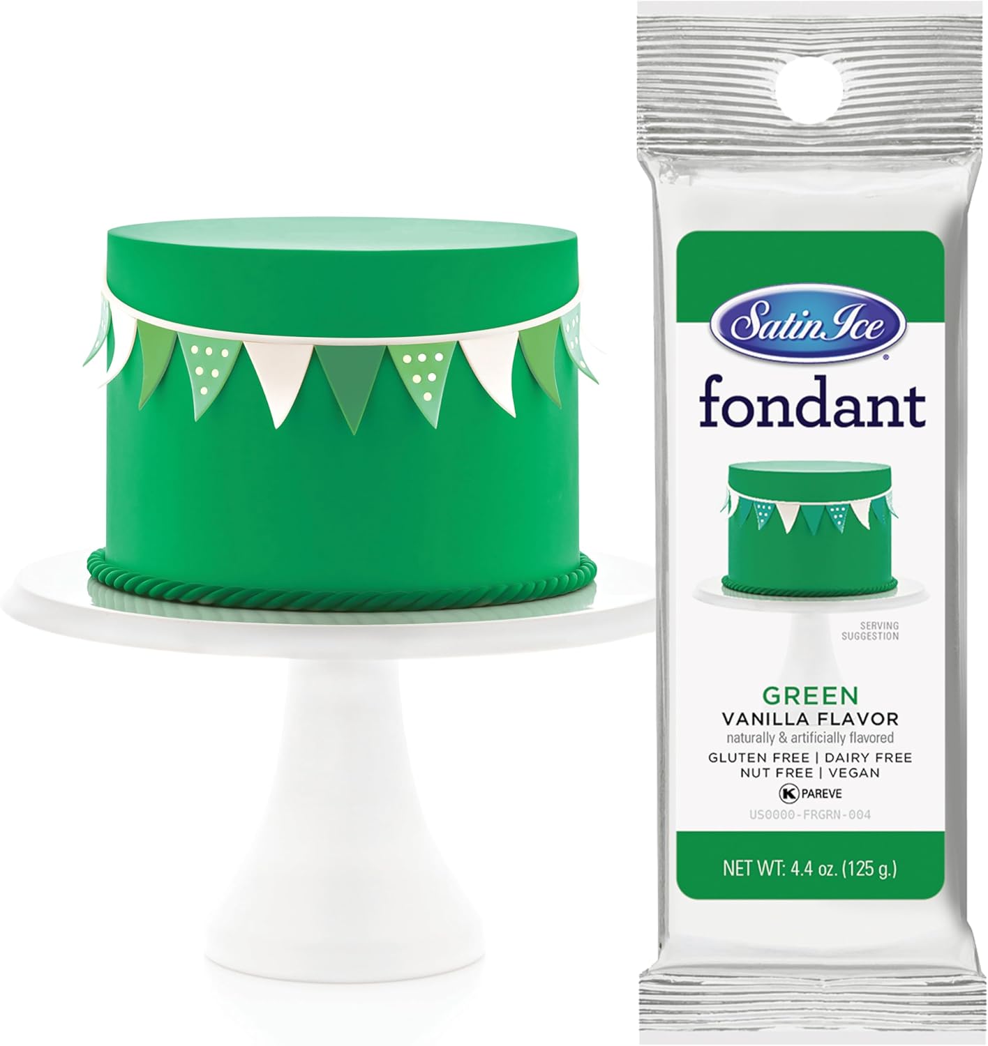 Satin Ice Fondant for Cake Decorating, Green (4.4 Ounce)