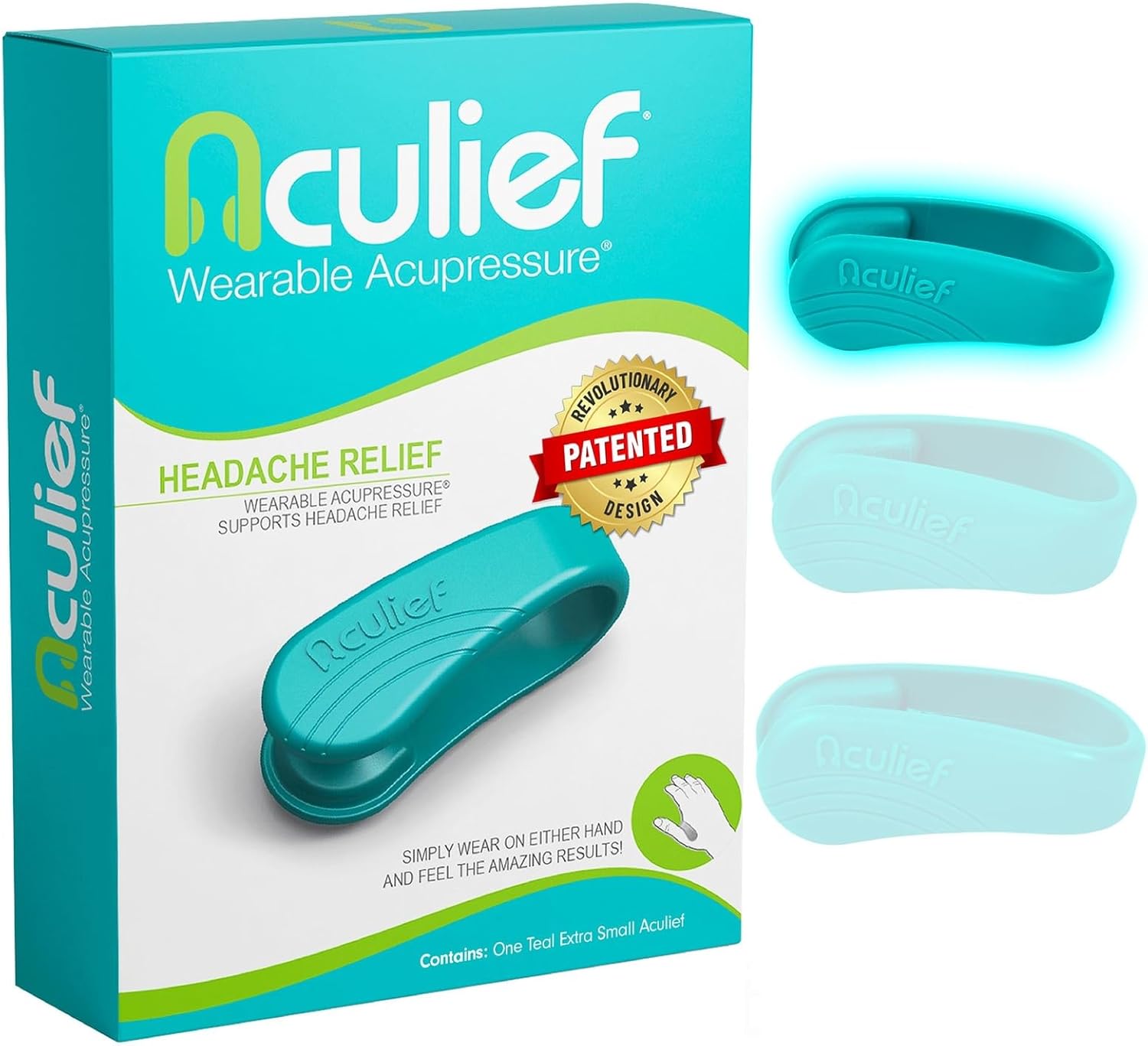Aculief Acupressure Hand Clip - Stress Management & Hand Pressure Point Clip - On-the-Go Stress Support X-Small, Teal