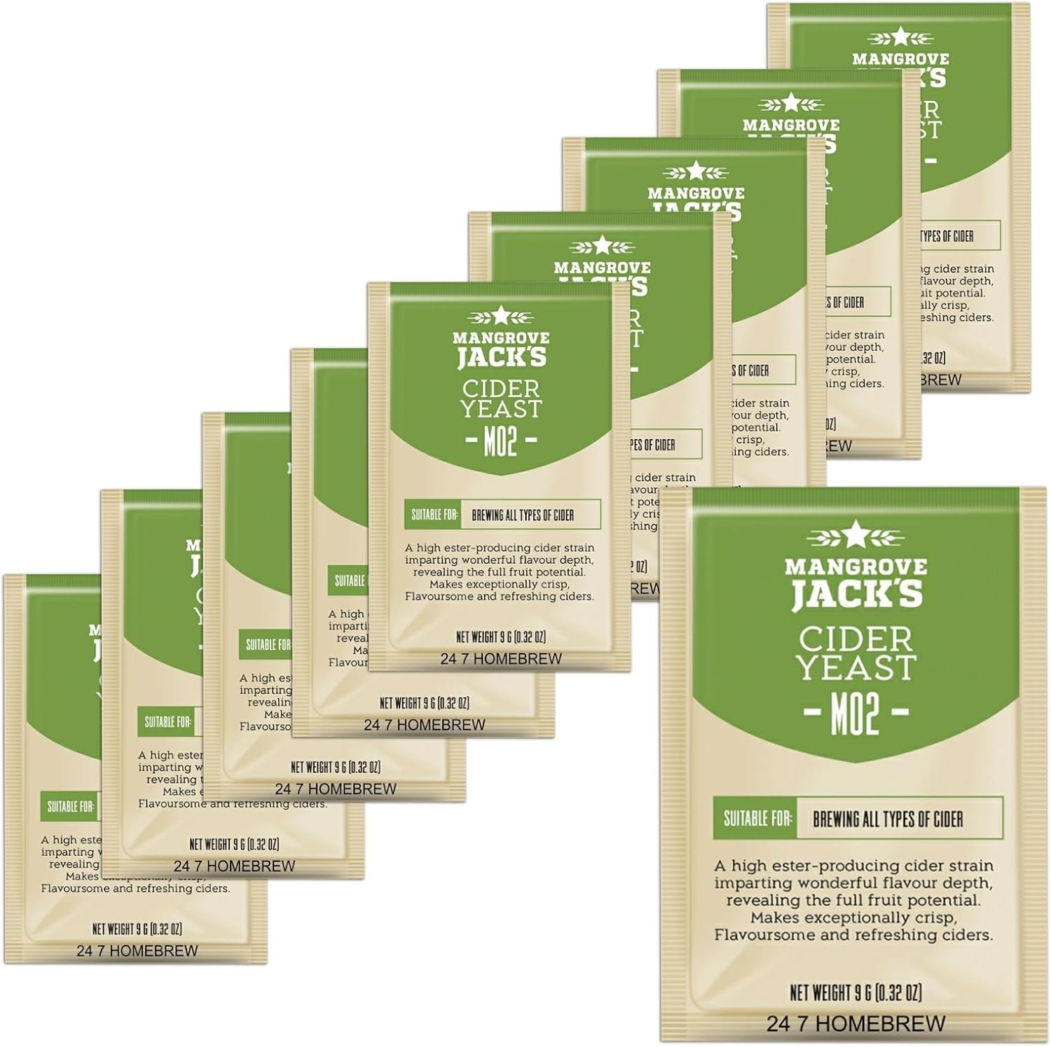 10x Mangrove Jack's Yeast Cider M02 Craft Series Yeast 9g Treats 23L