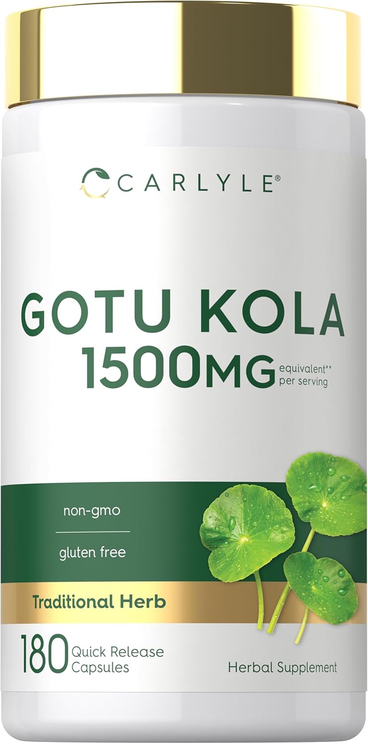 Carlyle Gotu Kola Supplement | 180 Capsules | Traditional Herbal Extract | Non-GMO & Gluten Free Formula