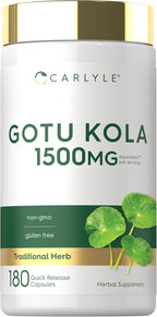Carlyle Gotu Kola Supplement | 180 Capsules | Traditional Herbal Extract | Non-GMO & Gluten Free Formula