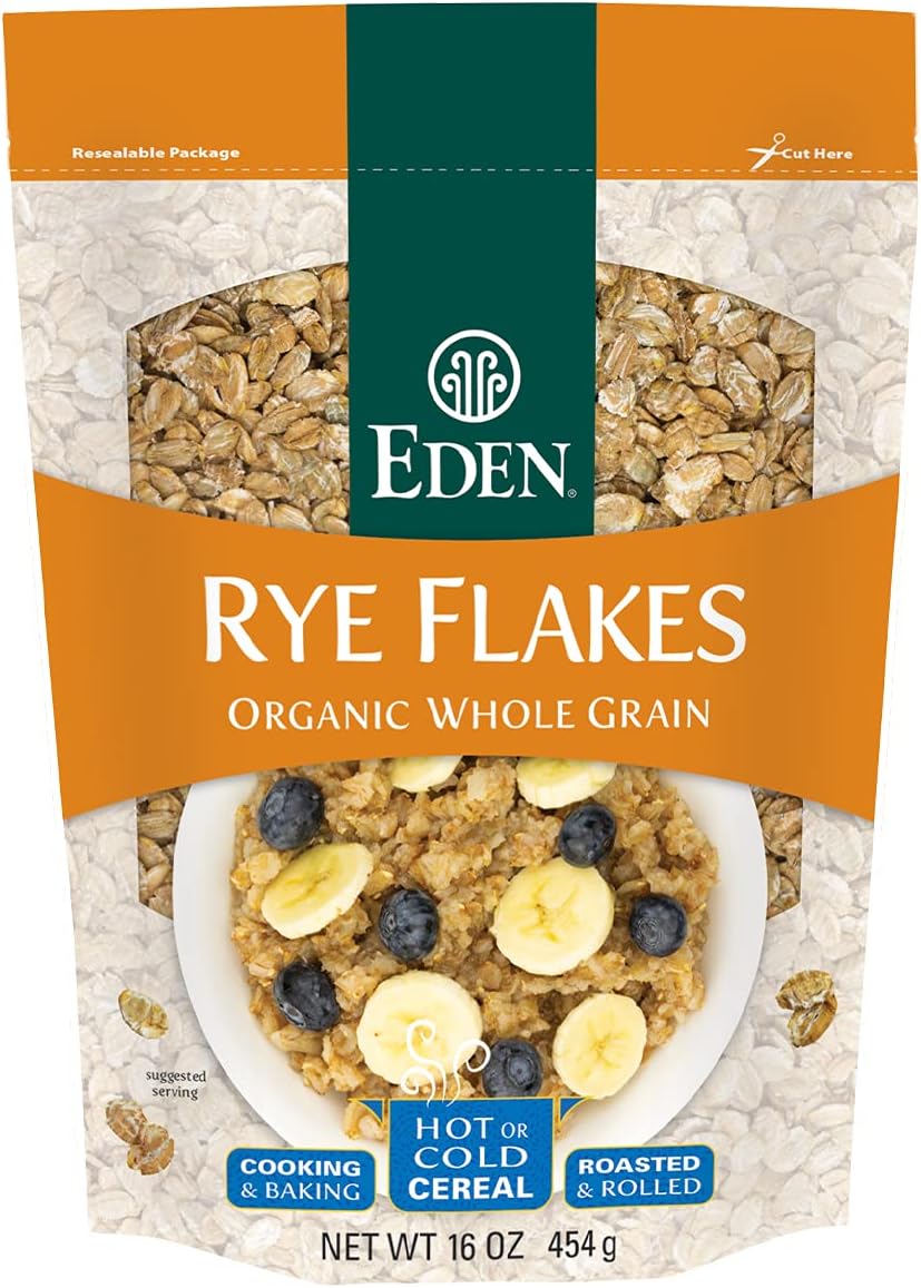 Eden Organic Rye Flakes, 16 oz, Toasted and Rolled, 100% Whole Grain, Cereal, Hot or Cold