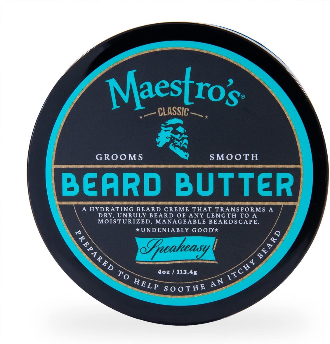Maestro's Classic BEARD BUTTER | Anti-Itch, Extra Soothing, Hydrating Beard Creme For All Beard Types & Lengths- Speakeasy Blend, 4 Ounce