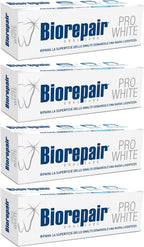 Biorepair: "Pro White" Whitening Toothpaste with microRepair - 2.5 Fluid Ounce (75ml) Tubes (Pack of 4) [ Italian Import ]