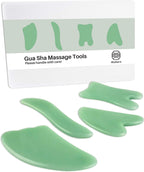 MoHern Gua Sha Massage Tools, 4 Pcs Gua Sha Tools of Multi-Shapes, Guasha Scraping Massage Tools for Face and Body (Light Green)