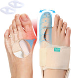 Welnove Bunion Corrector Women & Men Big Toe: 1 Pair Bunion Splint - Adjustable Bunion Correction - Toe Straightener with Non-slip Strap, Day Night Support (Beige) - With 2 Gel Separators