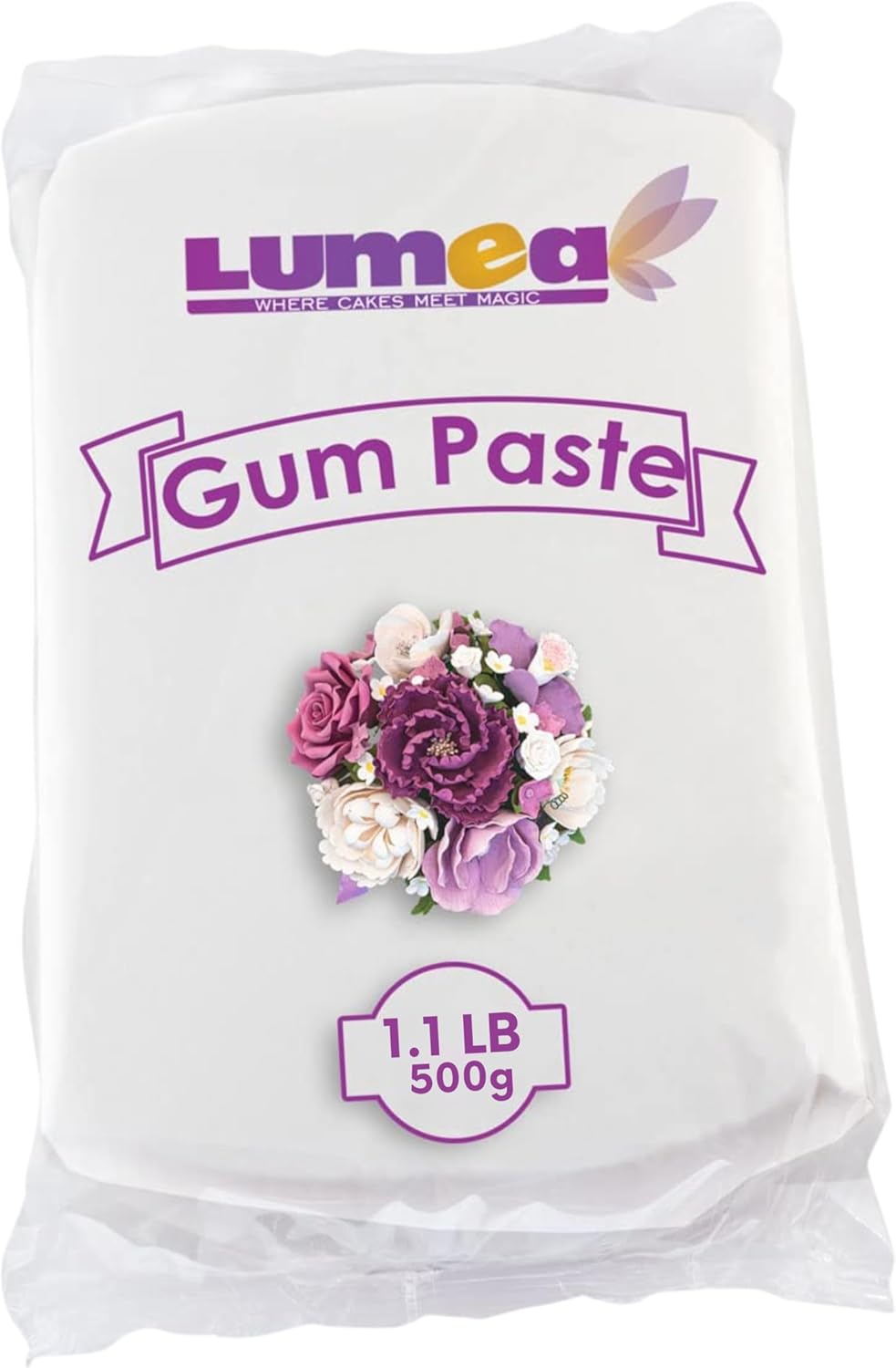 Dekozauber24 Flower paste, 1.1 LB, white, vegan, gluten free, edible gum paste with vanilla taste, icing, flexible and strong, cake decoration sugar paste