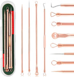 FEITA Blackhead Remover Pimple Comedone Extractor Tool, Stainless Acne Tools Pimple Popper Removal Kit, Zit Whitehead Popping Needle for Nose & Face, Rose Gold 4Pcs