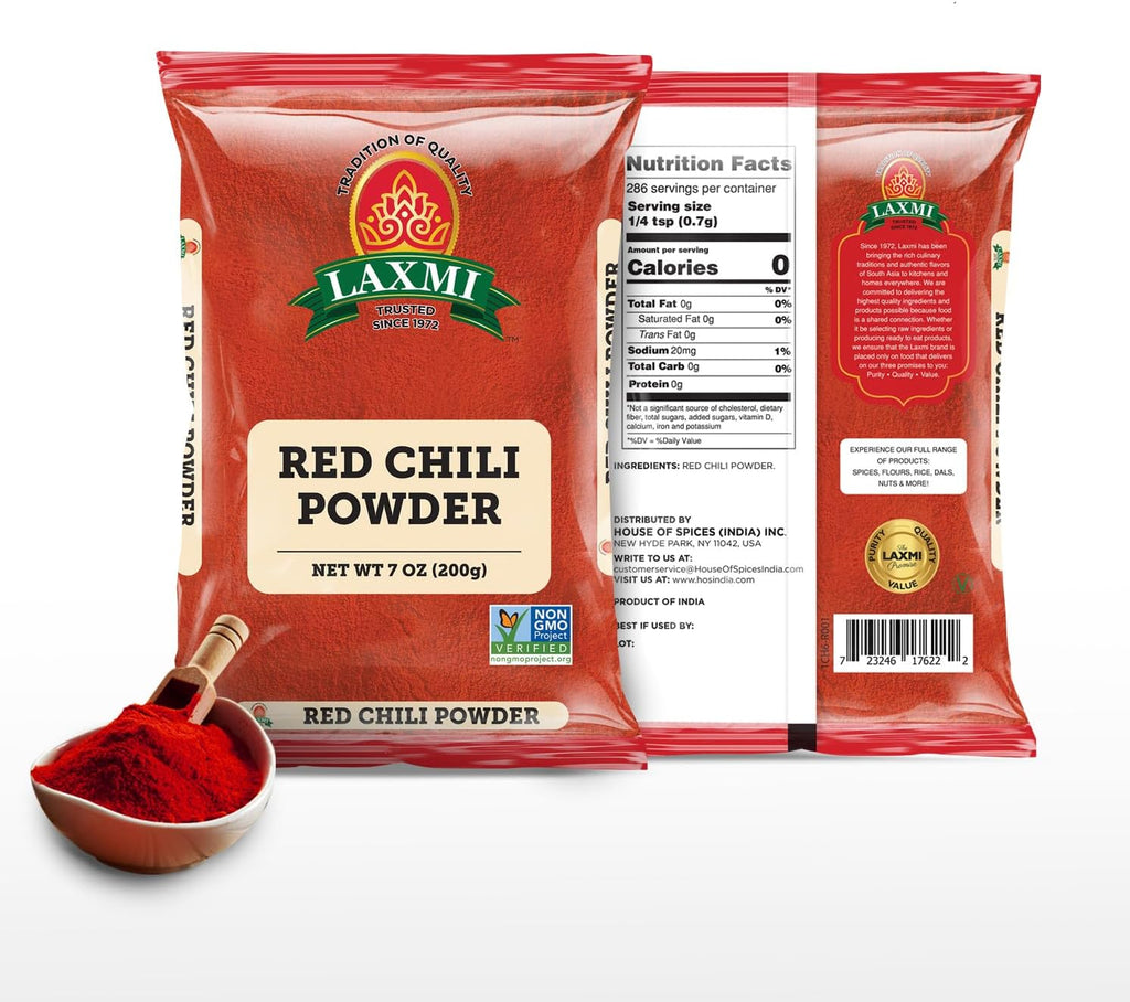 Laxmi Red Chilli Powder - 7oz (200g) | Nutrient-Rich Chilli Powder | Non-GMO certified | Guaranteed Quality and Taste