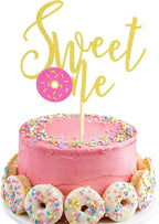 Donut Sweet One Cake Topper, One Cake Topper, 1st Birthday Girl Gold Pink First Birthday Cake Decor, Girl Sweet One Donut Birthday Party Decorations