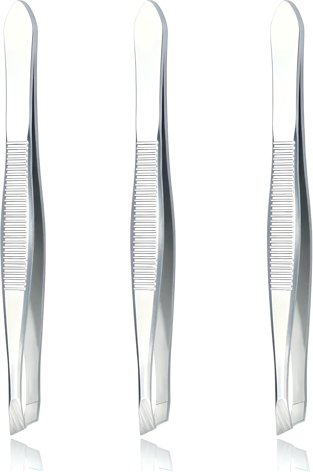 (3 Pack) Slant Tweezers - Precision Stainless Steel Slant Tip Tweezers Hair Plucker for Hair and Eyebrows Personal Care (Silver Tone)