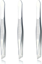 (3 Pack) Slant Tweezers - Precision Stainless Steel Slant Tip Tweezers Hair Plucker for Hair and Eyebrows Personal Care (Silver Tone)