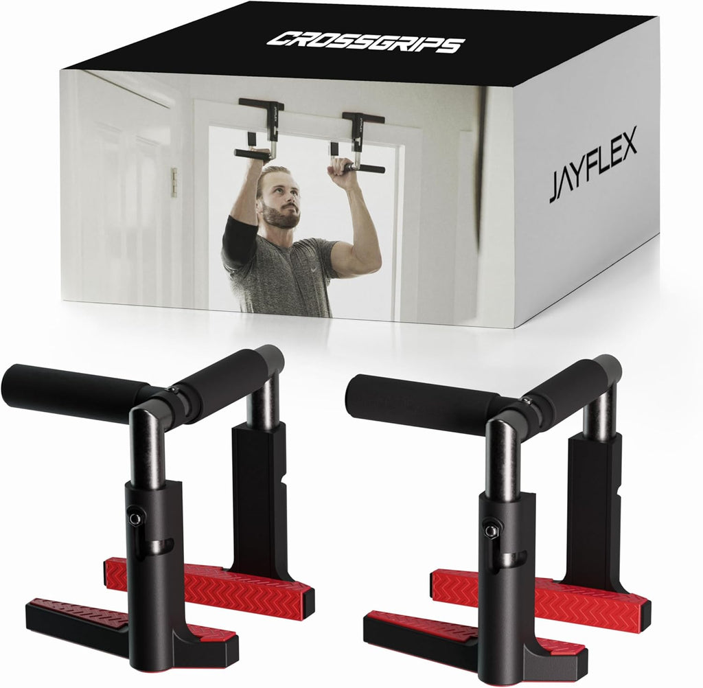 Jayflex CrossGrips Compact Pull Up Bar - Pull Up Bar Door Frame for Work from Home Fitness - Adjustable Door Frame Pullup Bar Handles - 250 lbs Capacity