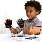 Pediatric Rehabilitation Robotic Glove, C10 Model Finger Rehabilitation Trainer with Adjustable Strength, Self-Training Recovery Equipment for Home Use (Left-Age 7)
