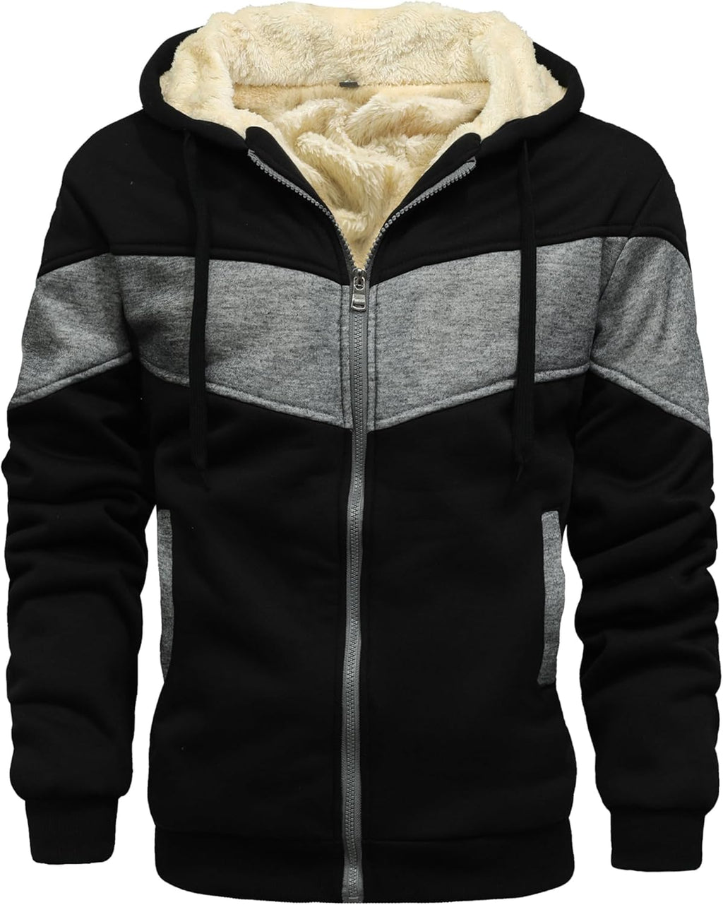 Men's Winter Fleece Thermal Jackets for Men Sherpa Lined Hoodies Warm Thick Jacket Outerwear
