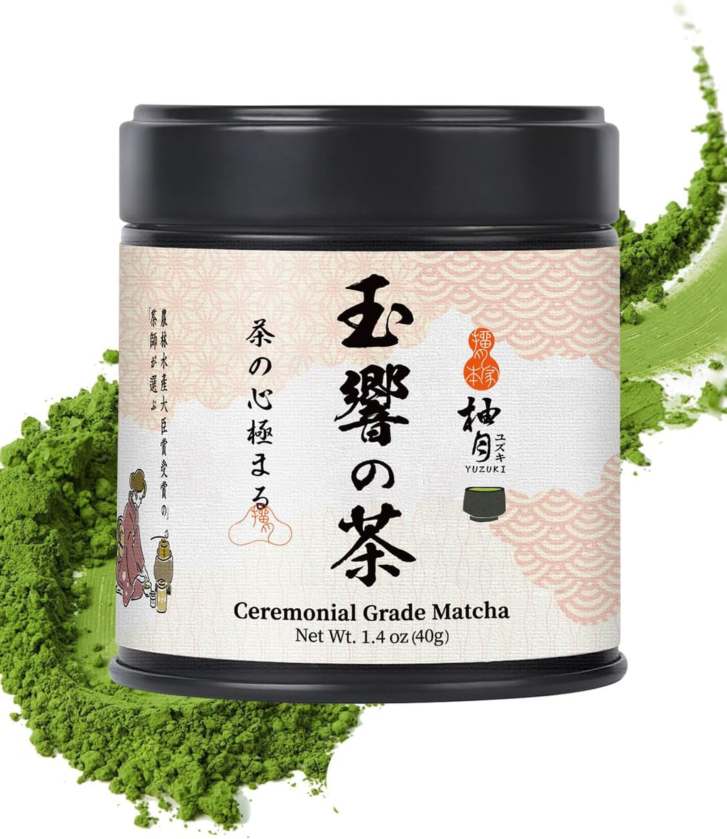 YUZUKI Matcha Powder 40g - Japanese Ceremonial Grade Matcha Green Tea Powder - First Harvest - Product of Japan, Uji Kyoto - Zero Sugar - USDA and JAS Certified (1.4 oz）