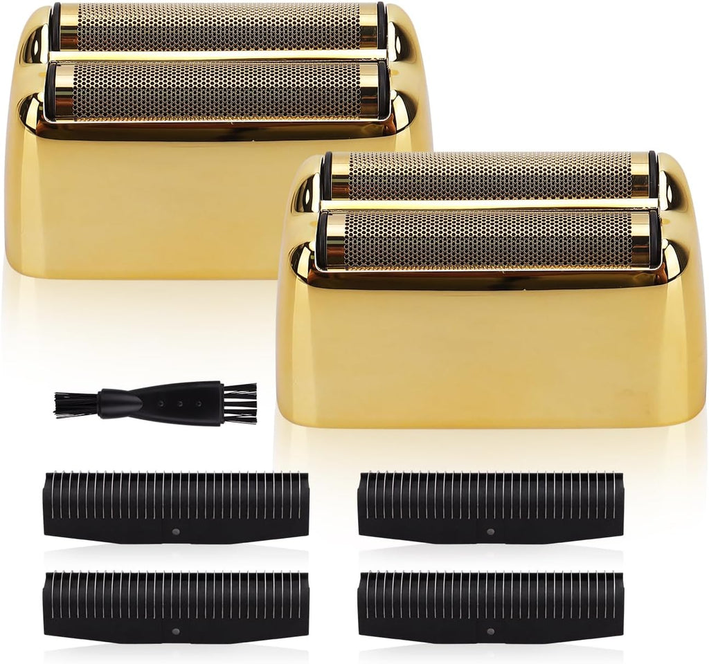 Replacement Foil and Cutter Head - Compatible with Baby*liss Foil Shaver，Double Foil Shaver Replacement Head, Compatible with BaBy*lissPRO trimmer Barberology FXFS2 Electric Razors(Gold)