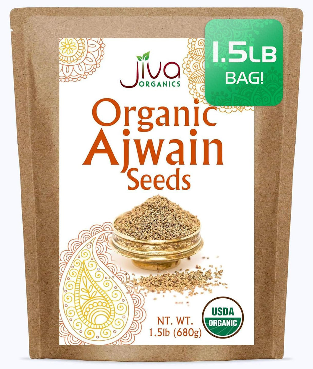 Jiva Organic Ajwain Seeds 1.5 LB Bag - Non-GMO - Bishops Weed or Carom Seeds