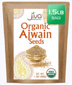Jiva Organic Ajwain Seeds 1.5 LB Bag - Non-GMO - Bishops Weed or Carom Seeds