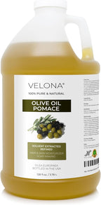 Olive Pomace Oil by Velona - 1 Gallon / 128 Fl Oz | 100% Pure and Natural Carrier Oil | Refined | Skin, Hair, Body & Face Moisturizing | Use Today - Enjoy Results.