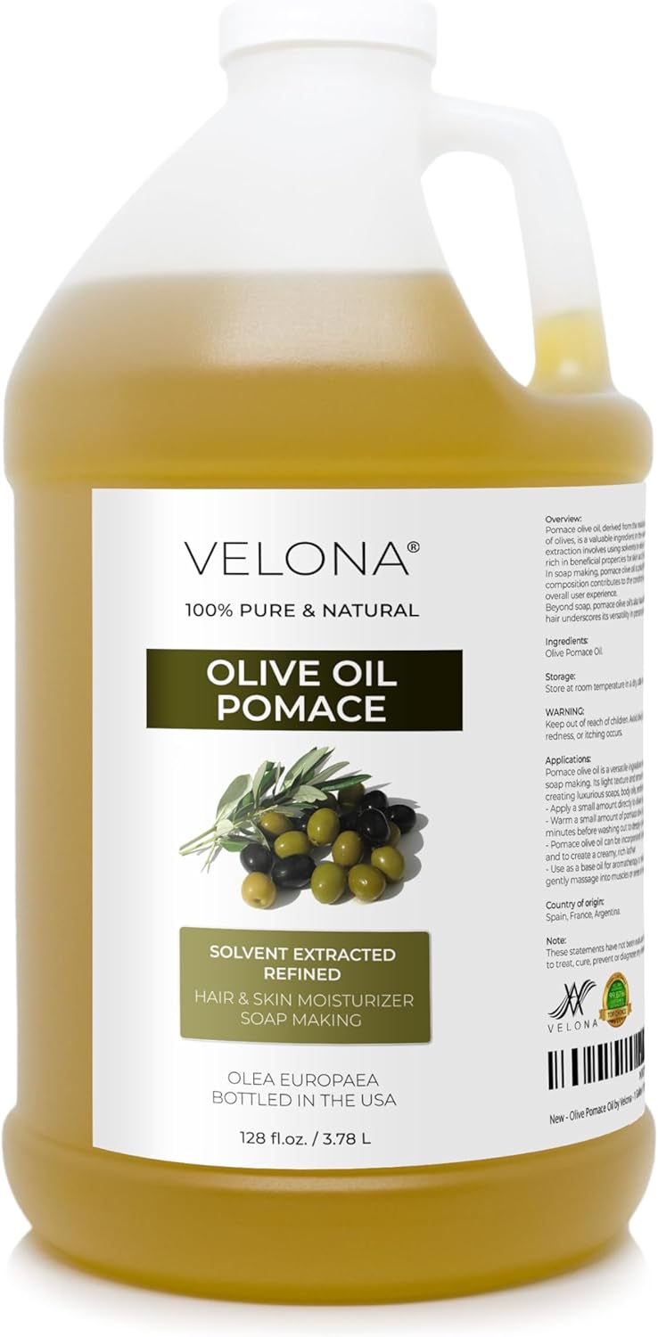 velona Olive Pomace Oil 1 Gallon / 128 Fl Oz | 100% Pure and Natural Carrier Oil | Refined | Skin, Hair, Body & Face Moisturizing | Use Today - Enjoy Results.