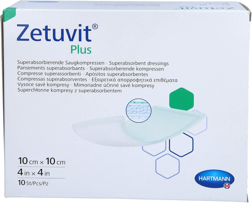 Paul Hartmann Zetuvit Plus Absorbent Compresses Sterile 10 x 10 cm Pack of 10