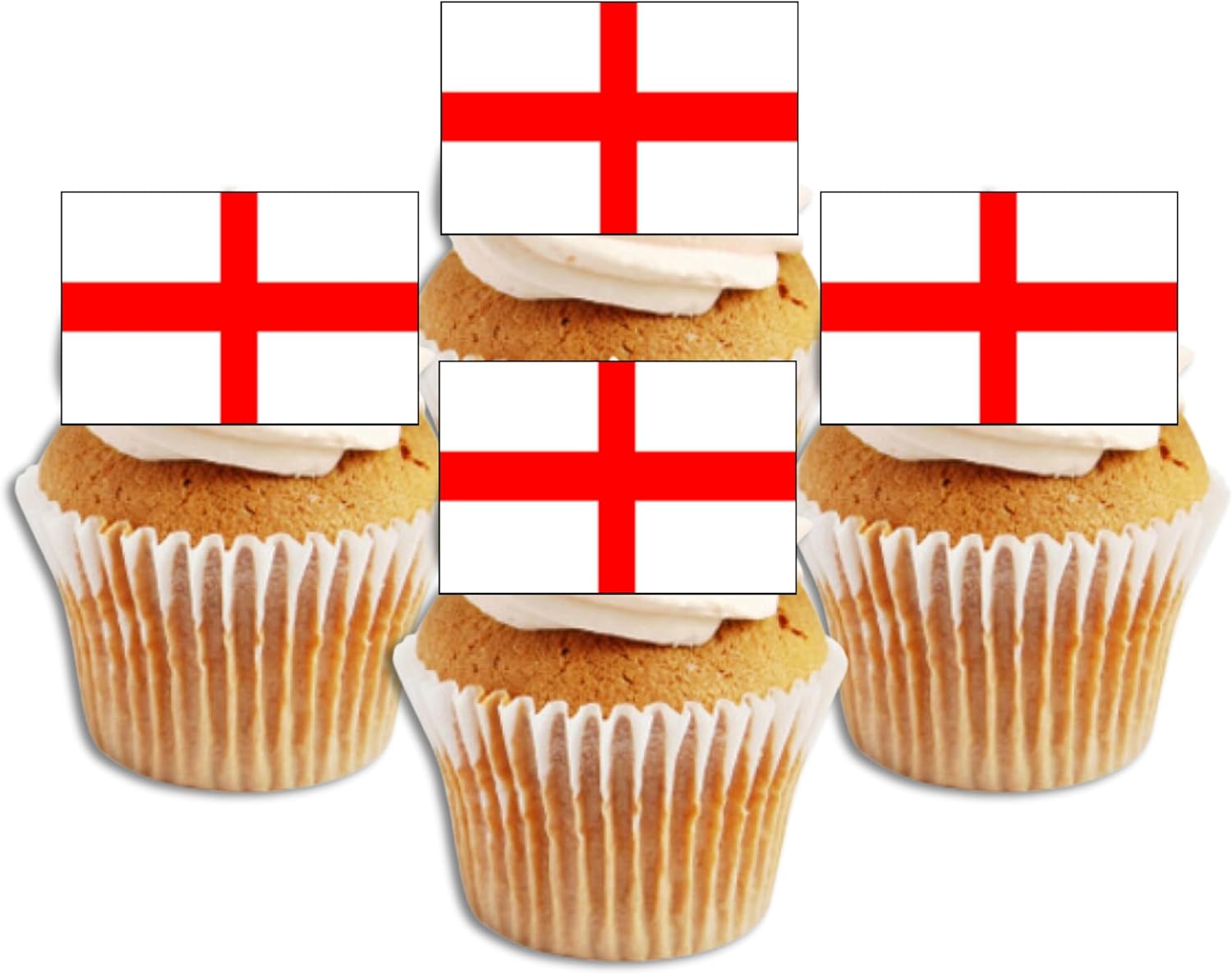 England Flag Edible Cupcake Toppers, Flags Of The World Cake Decorations, Eurovision Party Decorations, Football and Rugby Cake Decor 50 x 3cm / 1.18 Inch Wafer Card Toppers