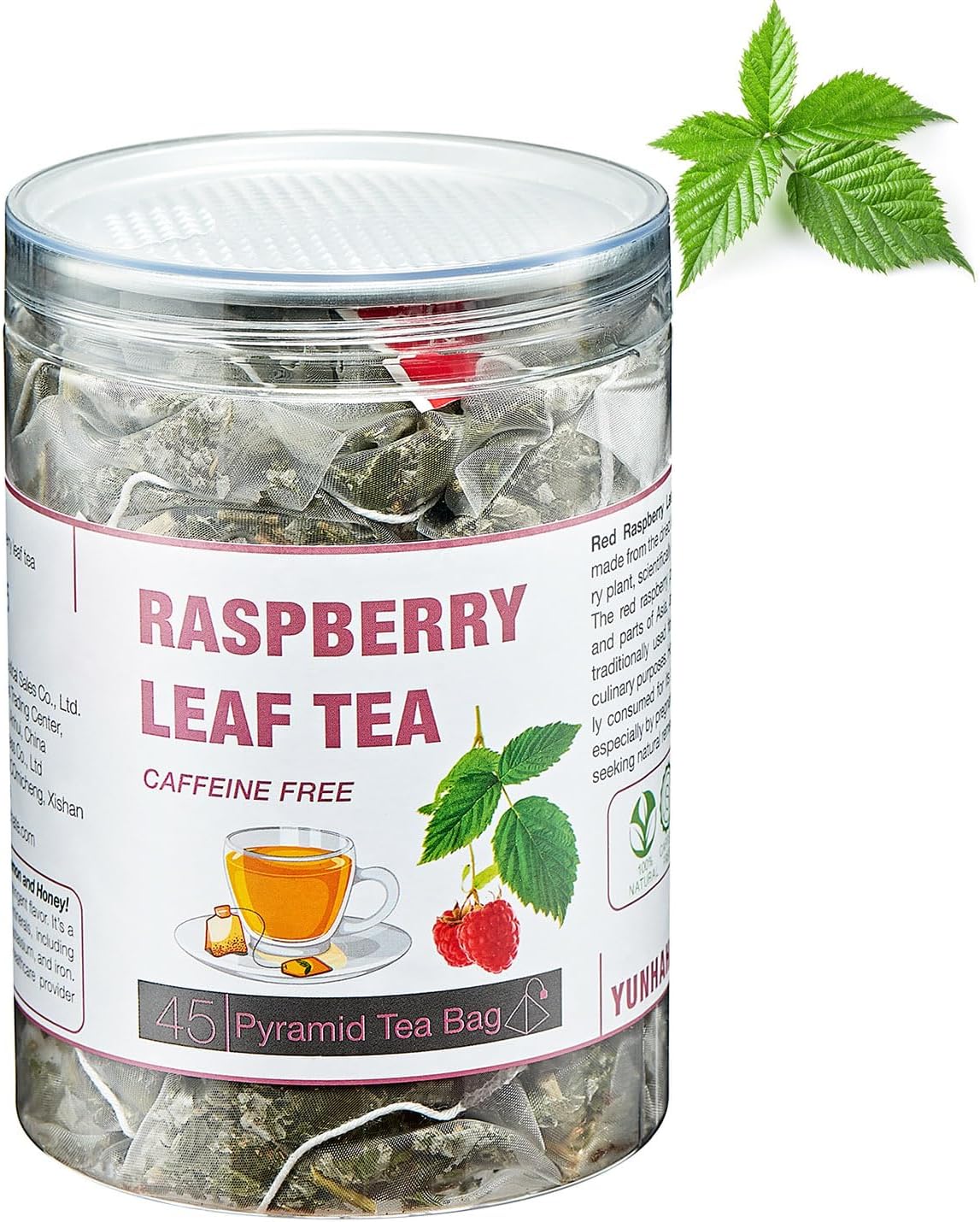 45 Red Raspberry Leaf Tea Bags| Pure Leaf Raspberry Tea Bags| Herbal Healthy Cycle Tea for Women| Non-GMO - Caffeine-free