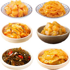 Fermented Spicy Pickled Vegetables - Individually Packaged Asian Flavor Pickles, The Ideal Accompaniment to Meals, Dried Kelp Spicy Radish Zhacai 6-Flavor Assortment榨菜海带丝麻辣萝卜干