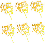 10pcs Happy Mothers Day Cake Topper Cake Picks Acrylic Sticks Happy Mothers Day Sign for Flower Bouquet for Motherday Birthday Cupcake Party Favors Decorations