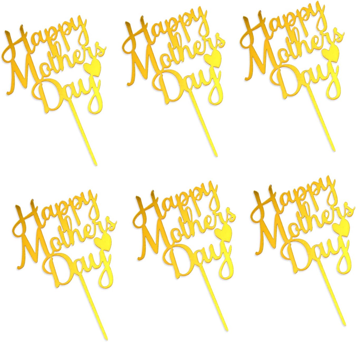 10pcs Happy Mothers Day Cake Topper Cake Picks Acrylic Sticks Happy Mothers Day Sign for Flower Bouquet for Motherday Birthday Cupcake Party Favors Decorations