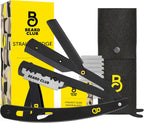 The Beard Club Straight Razor for Men - Navajas Para Barbero - Barber Straight Edge Razor Kit - Premium Single Derby Blade Cutthroat With 10 Replaceable Stainless Steel Blades & Leather Case