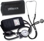 Santamedical Adult Deluxe Aneroid Sphygmomanometer with Stethoscope - Blood Pressure Cuff Durable and Carrying Case - Manual Blood Pressure Cuff Black