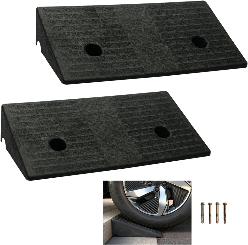 Rubber Curb Ramps for Driveway Curb Ramps for Sidewalks Door Ramps for Thresholds Heavy Duty 2 Pack 3 inch Rise Ramps for Wheelchairs Shed Ramp for Riding Mower 7000lbs Powersport Loading