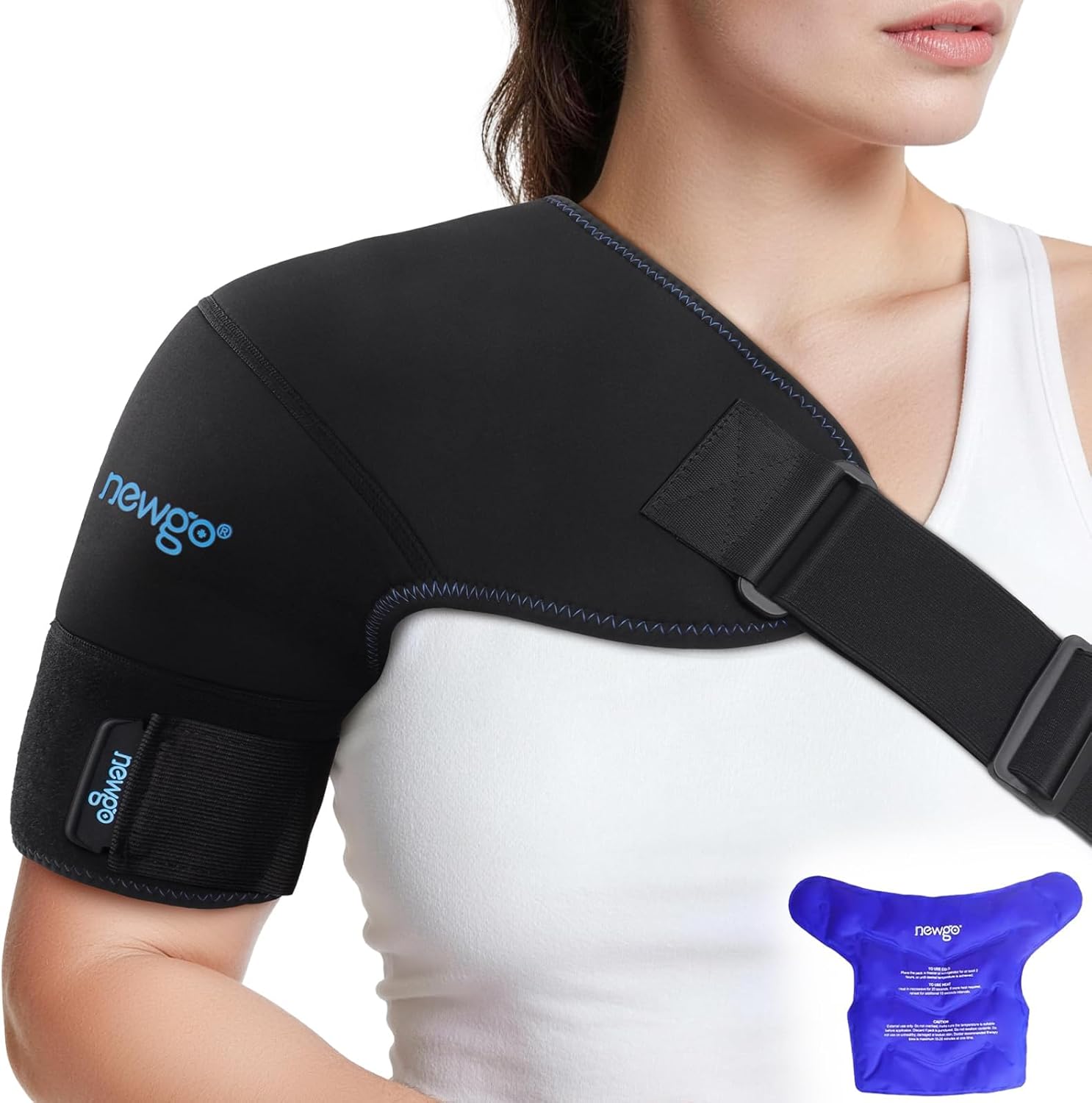 NEWGO Shoulder Ice Pack Wrap - FSA Eligible, Reusable Gel Cold Compression Sleeve for Rotator Cuff, Shoulder Surgery Recovery & Injuries, Tendinitis, Frozen Shoulder - Fits Both Shoulders