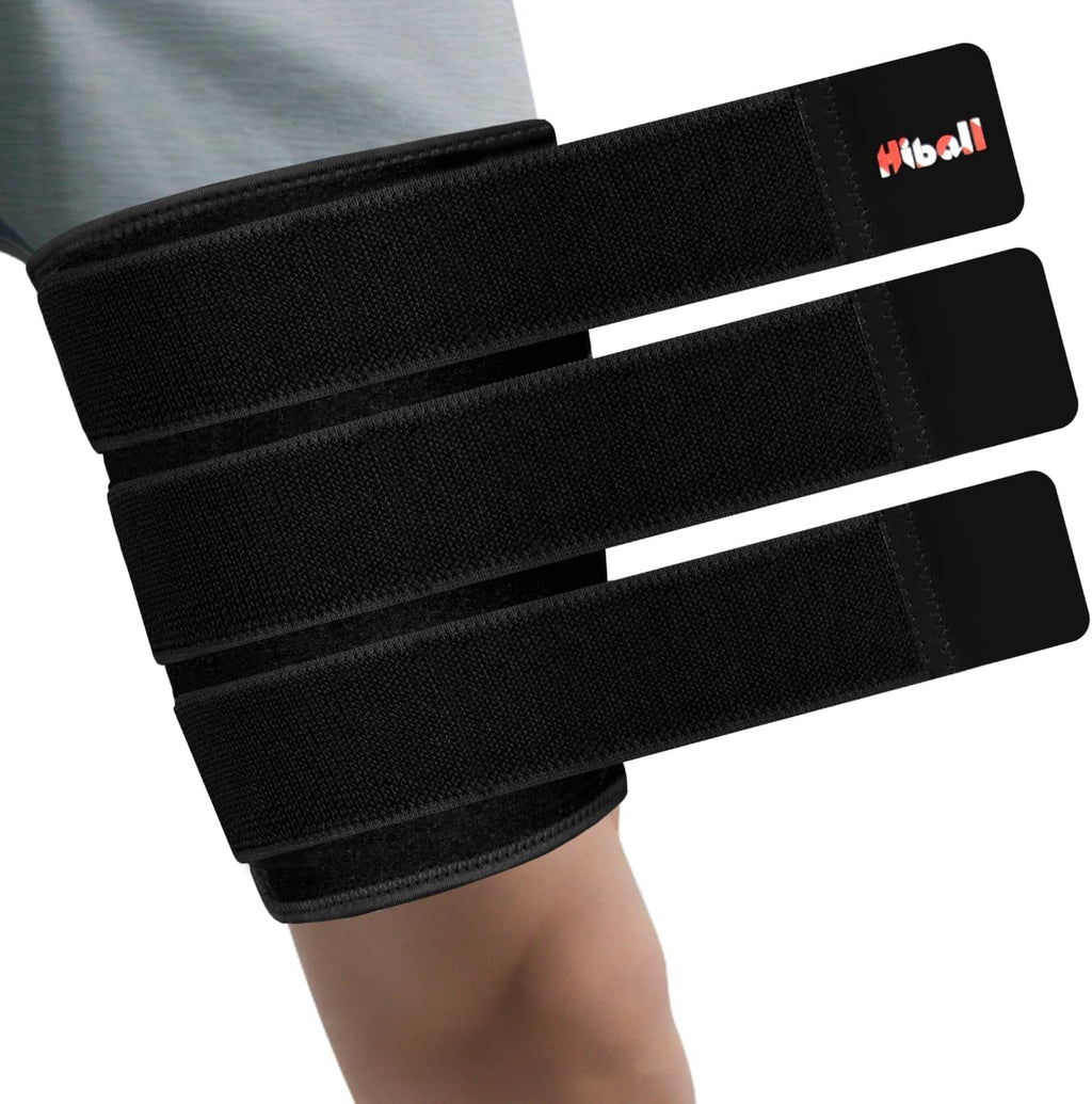 Hiball Adjustable Thigh and Hamstring Compression Sleeve with 3 Pressure Straps, Thigh Brace for Women Men, Non-Slip Hamstring Compression Wrap, Quad Support Bandage, Upper Leg Brace for Pulled Groin