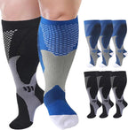 6 Pairs Plus Size Compression Socks Wide Calf for Men Women 20-30mmhg for Running Travel Flight Teachers