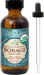 US Organic Borage seed Oil (18% GLA), USDA Certified Organic, 100% Pure & Natural, Cold Pressed, aka Starflower oil, in Amber Glass Bottle w/Eye dropper for Easy Application (2 oz (56 ml))