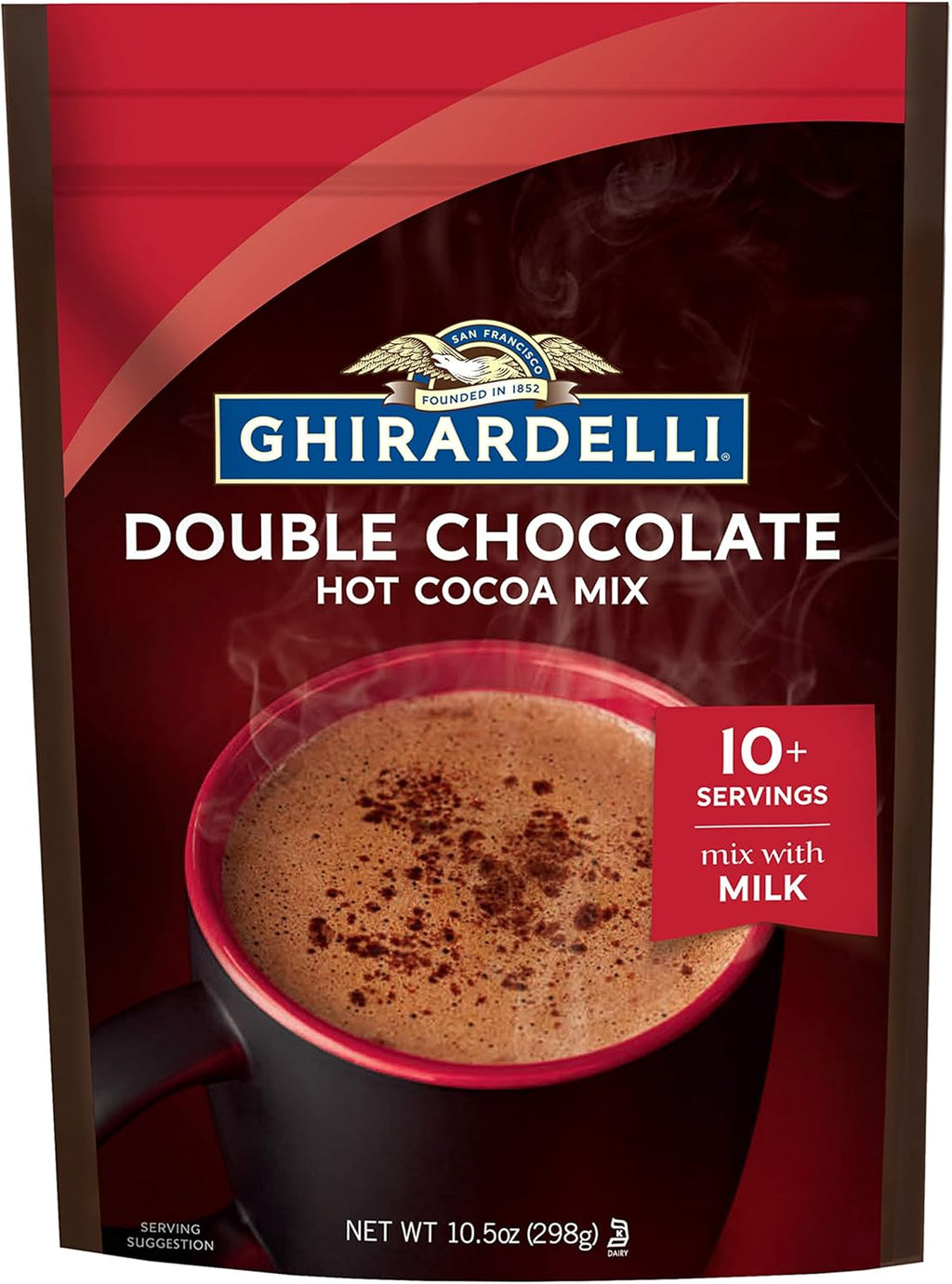 GHIRARDELLI Double Chocolate Hot Cocoa Mix, 10.5 OZ Bag (Pack of 6)