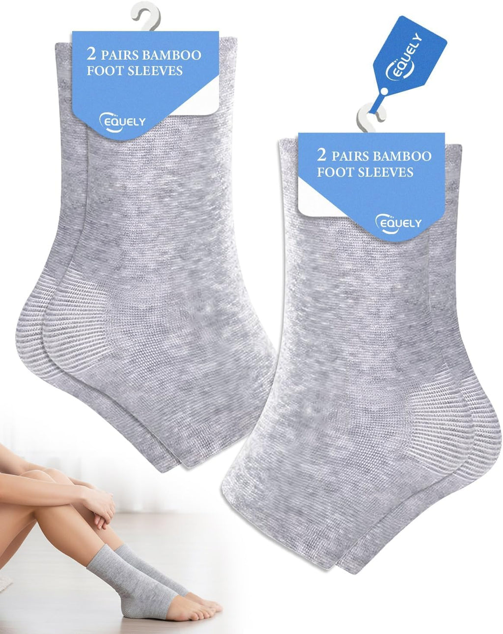 2 Pairs Bamboo Foot Sleeves Compress Ankle Socks 2026 New Keep Warm Toeless Soft Feet Calf Cold Protection Walking Boot Hose Sleeping Women Men(L)