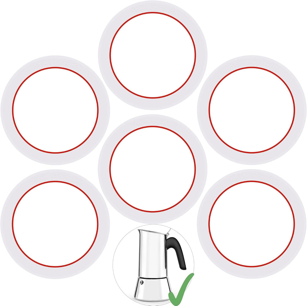 [UPGRADED] Sealing Gasket for Bialetti New Venus Induction 6 Cups (7.9Oz 235ML) Stovetop Espresso Maker - 6 PCS Silicone Seal Ring for Venus Kitty Musa Class Stainless Steel Stovetop Coffee Maker Pots