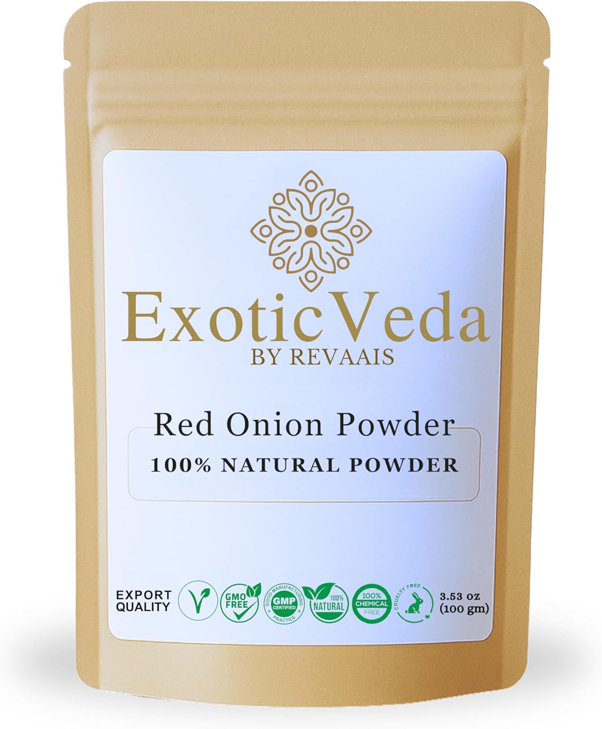 Exotic Veda Red Onion Powder 100g (3.53oz) | 100% Pure & Natural | Non-GMO, Gluten-Free, Vegan | No Preservatives | Perfect for Cooking, Seasoning, Soups, Curries, Sauces, Dips & Spice Blends