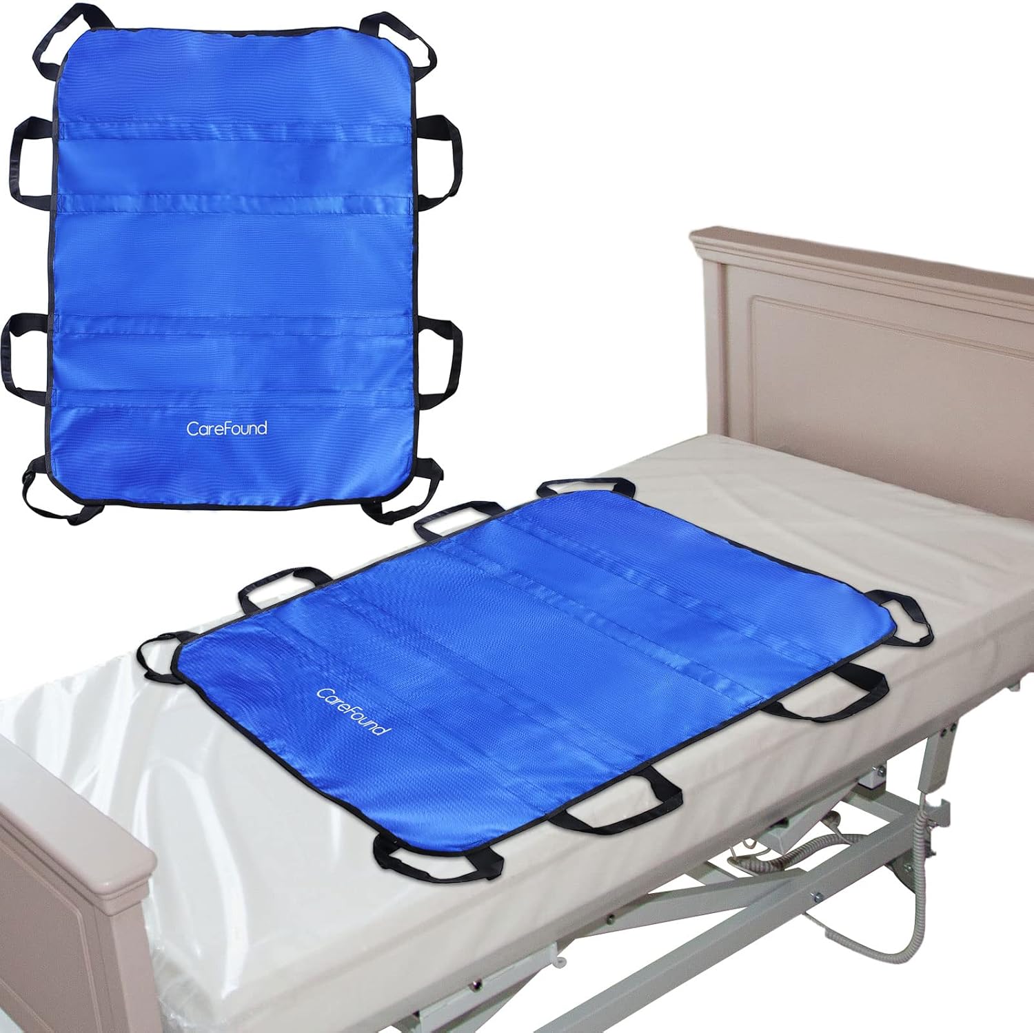 Patient Transfer Sheet with 8 Handles, 43" x 36" Repositioning & Turning Pad for Bedridden Patients – Heavy-Duty 1680D Nylon, Double-Stitched Lift Sheet for Elderly, Disabled, Home & Hospital Care